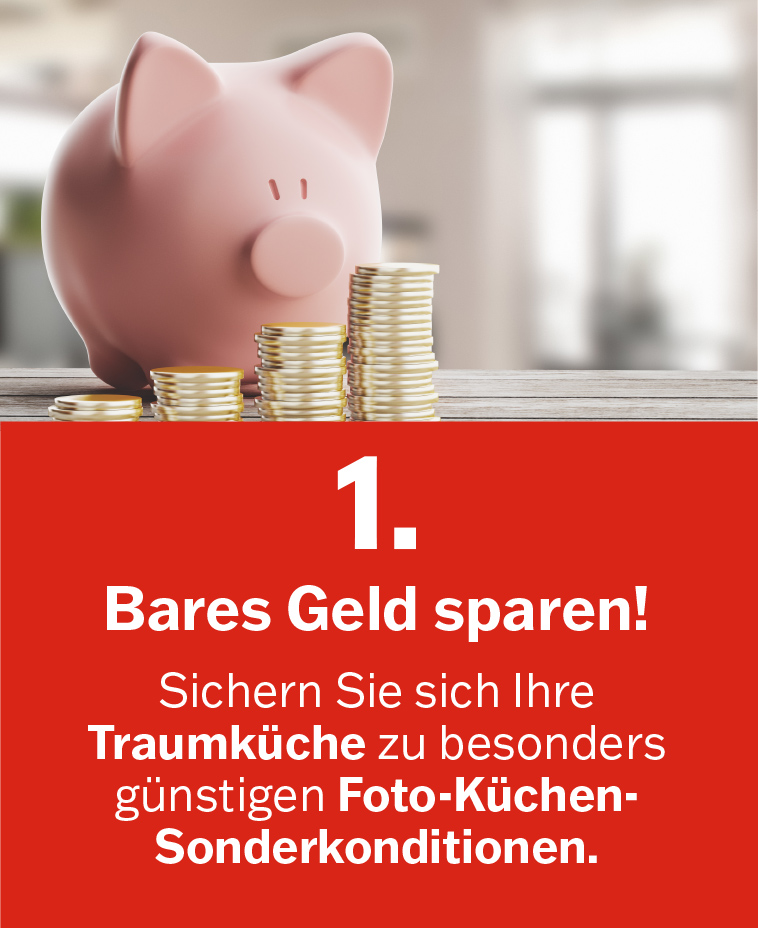 Bares Geld beim Küchenkauf sparen! Traumküche zu besonders günstigen Foto-Küchen- Sonderkonditionen
