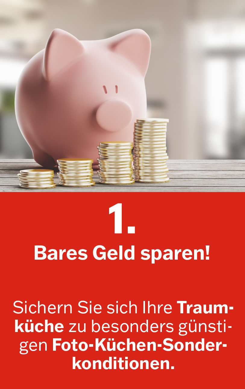 Bares Geld beim Küchenkauf sparen! Traumküche zu besonders<br />
günstigen Foto-Küchen-<br />
Sonderkonditionen